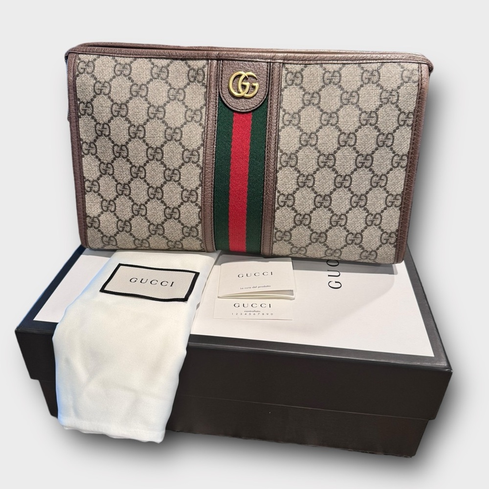 GUCCI Clutch bag Sherry line GG Supreme Canvas. - Picture 1 of 17